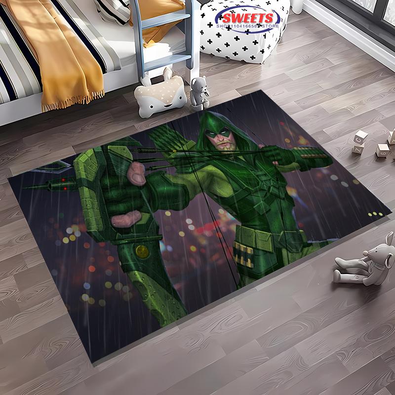 New Shelves ! Classic DC Green Arrow Carpet, Living Room Bedroom Office Children's Room of Choice, Non-slip Machine Washable Mat