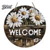 Decorative Wood Sign for Porch Wooden Daisy Welcome Front Door Rustic Farmhouse Hanging Wall Decor Floral Art with Hemp Rope Plaque Home Entrance
