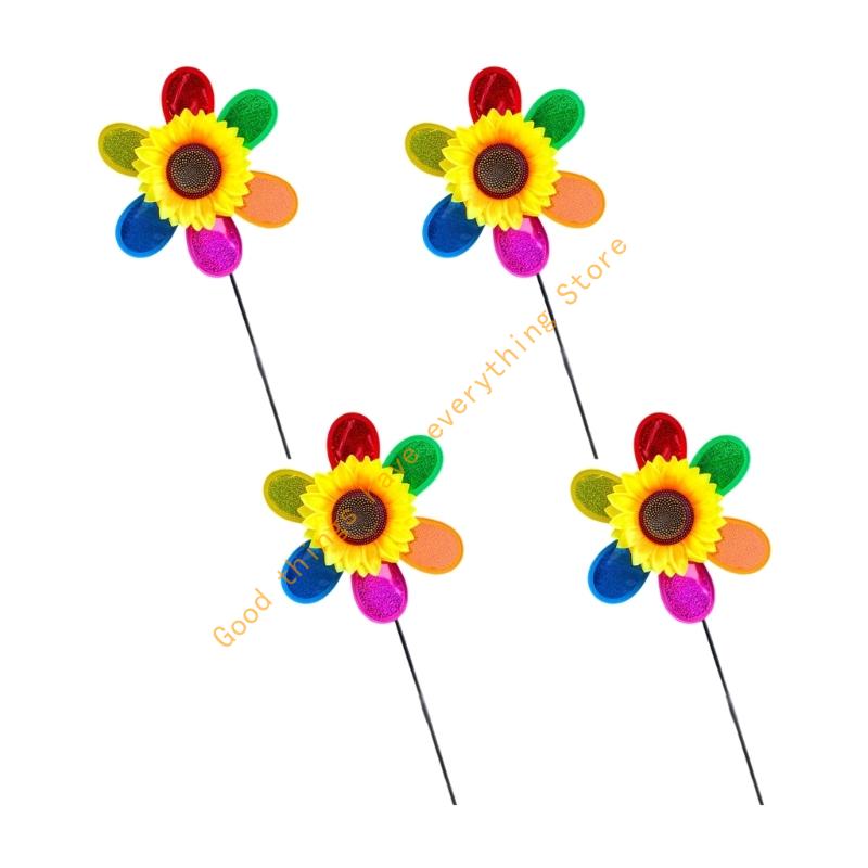 55KF 4Pcs Outdoor Reflective Yard Garden Wind Spinner Outdoor Wind Spinner Lawn Yard Garden Decoration Birthday