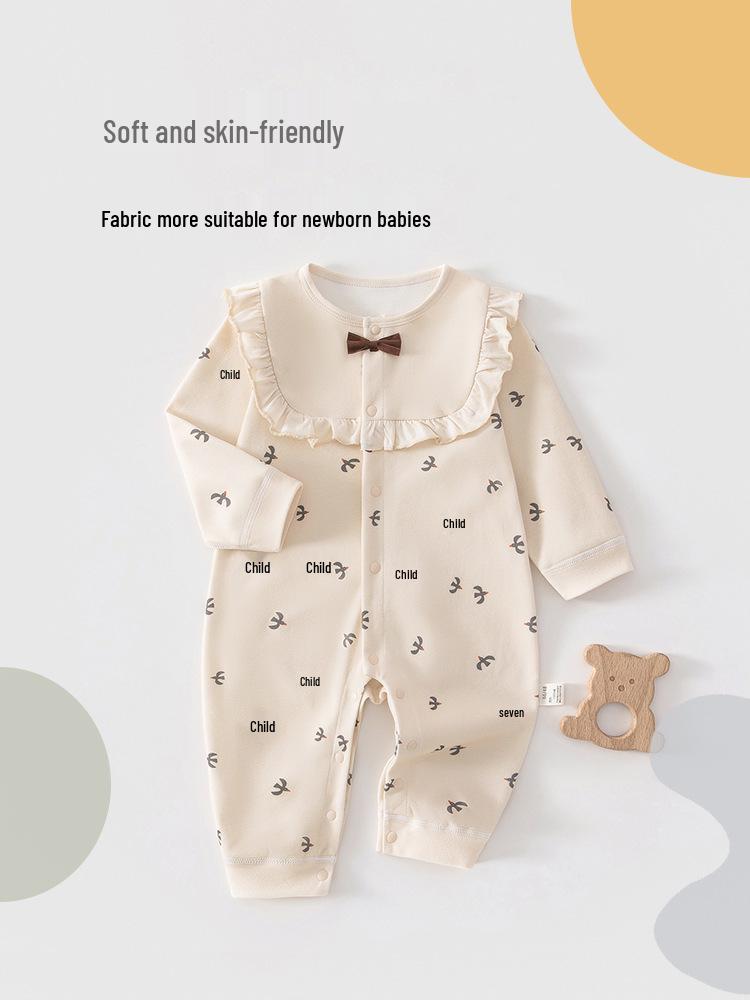 Pure Cotton Lace Collar Baby Girl Jumpsuit - Sweet Spring/Autumn Romper Outfit