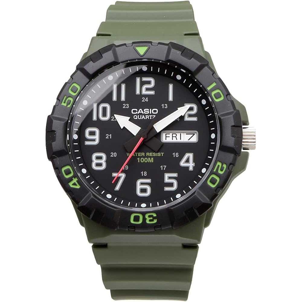 Casio Standard MRW-210H-3AV Big Face Quartz Watch Military Green Men's Overseas Model