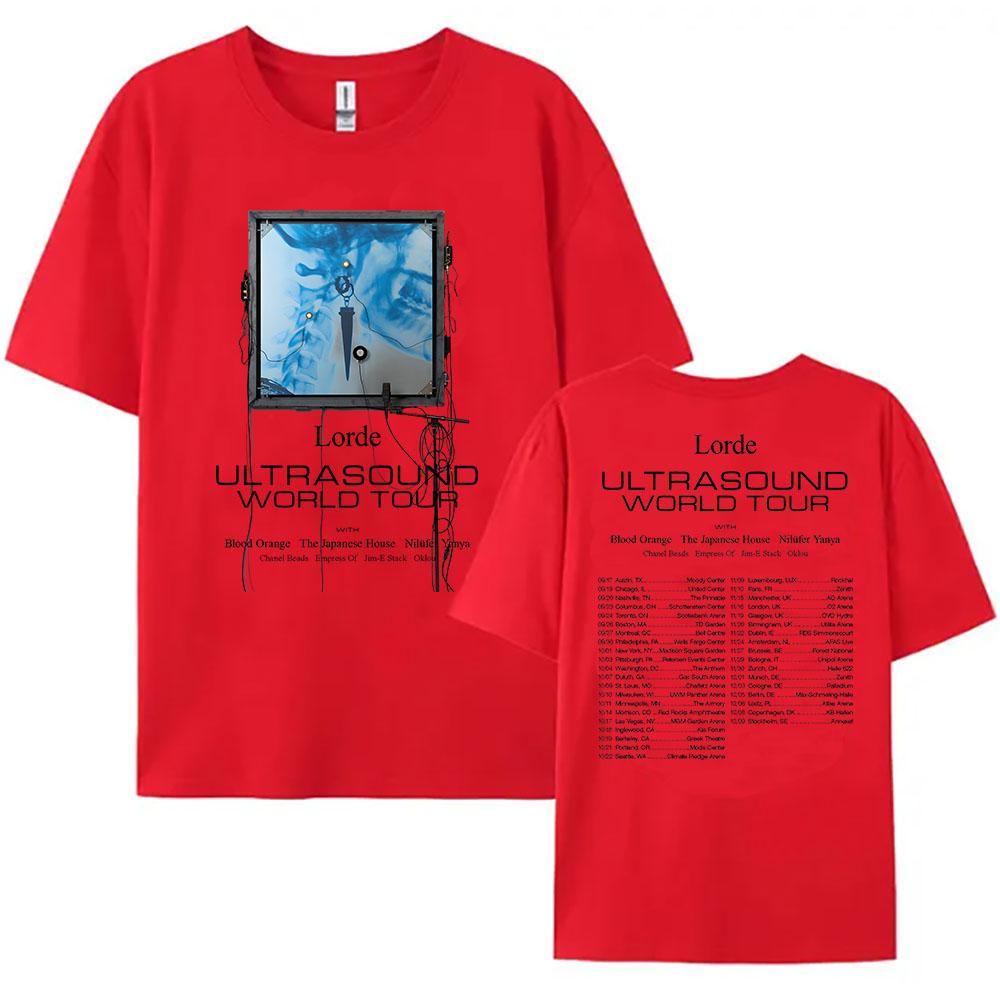 Lorde Ultrasound World Tour 2025 Tshirt Summer Short Sleeve Cotton Tshirts Casual Fashion Oneck Female T Shirt Graphic Clothes