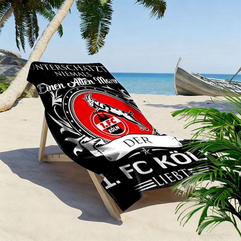 1. FC Köln Print Strandtuch, Großes Weiches Schnelltrocknendes Handtuch für Strand Camping Schwimmen 80cmx160cm(31x63inch)
