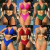Bikini Sexy Nylon Couleur Unie Mode Européenne et Américaine Maillot de Bain Deux Pièces pour Femmes