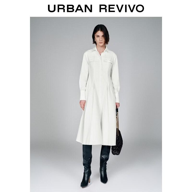 UR 2026 Spring Pastel Lapel Button Dress S