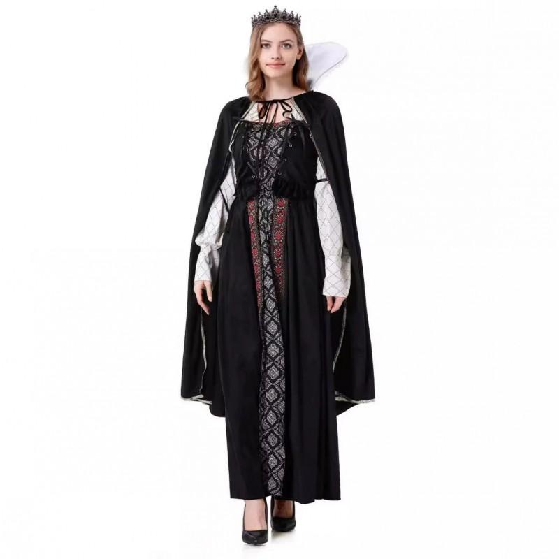 M-XXL Halloween Medieval Queen Cape Cosplay Costume Vintage Court Style Performance Outfit