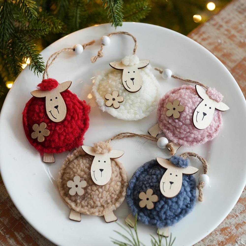 Sheep Shape Christmas Ornament Felt Material Felt Pendant Cute Xmas Hanging Charm Gift Decoration