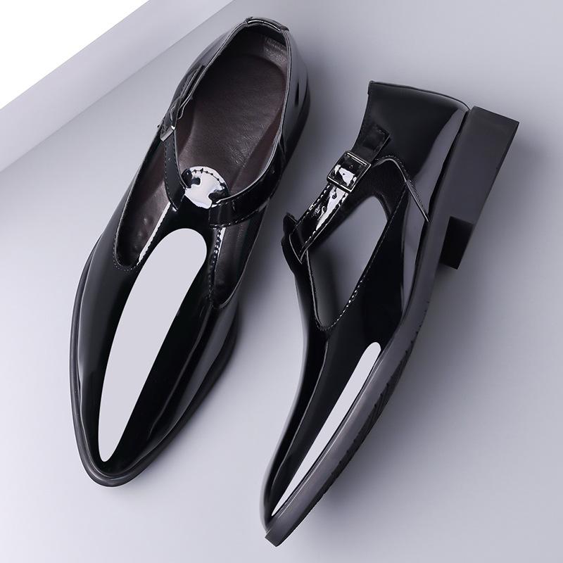 Fashion Big Size Fashion Casual  Leather Shoes for Men Solid Color Spring Summer Hallow Shoes Male Buckle Designer Sandals Man