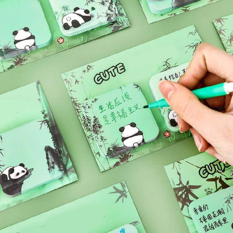 Cartoon Panda Sticky Note Paper 60Sheets Adheive Notes Pocket Notes Memo Pad Small Notepads for Writing Journaling