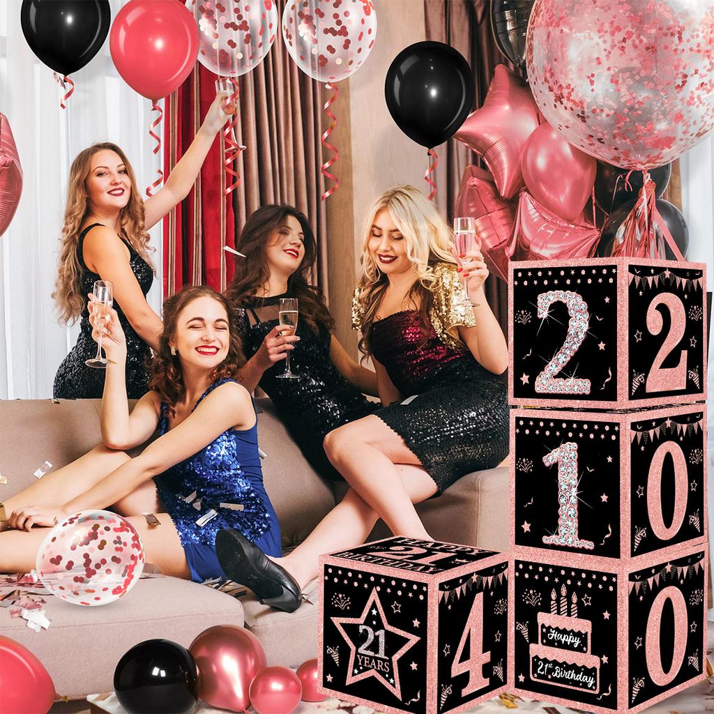 Black Pink Birthday Box 16 21 30 40 50 Year Birthday Party Decor Kids 30th 50th 60th Birthday Party Supplies Favors Anniversary