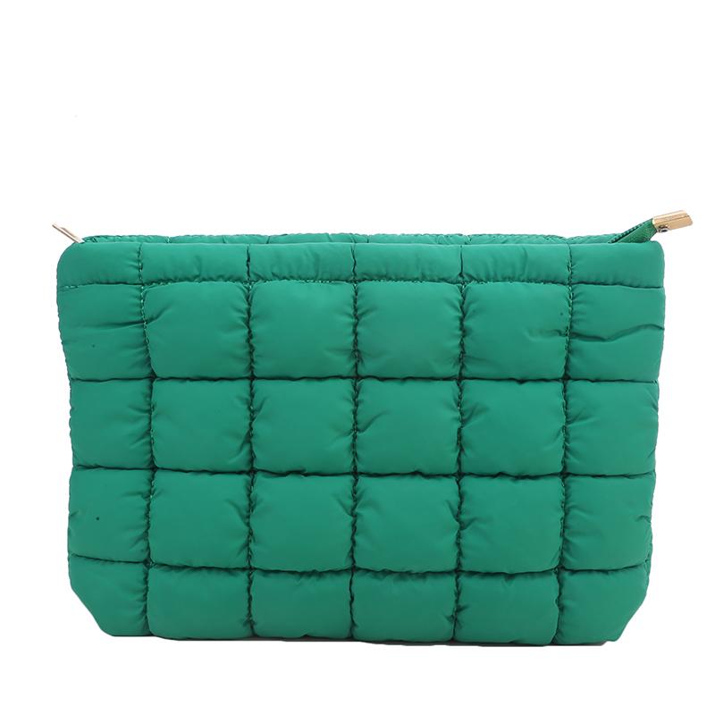 Women Cosmetic Pouch  Quilted Makeup Pouch Large Capacity Makeup Organizer Tote Bag Solid Color Cosmetic Handbags
