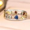 Multicolor Zircon Geometric Crystal Small Stone Rings For Women Vintage Silver Color Engagement Bands Wedding Jewelry Accessory