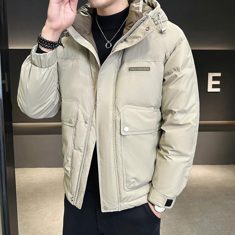 Winter new men's hooded short down jacket trendy handsome warm loose casual fashion jacket men