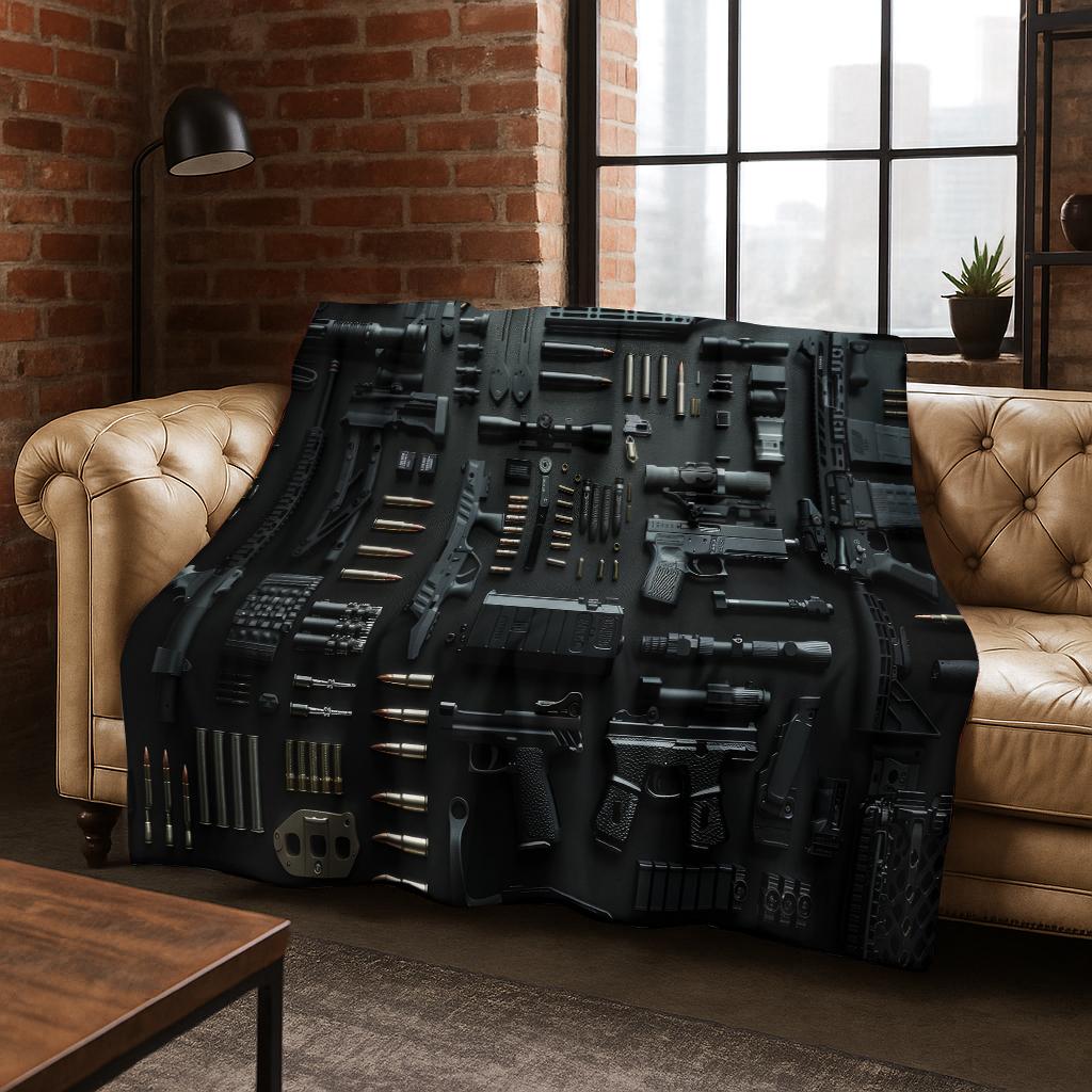 

Wood Metal Gun Case Box Military Equipment Flannel Blanket,Cozy Soft Throw Blanket for Home Bedroom Bed Sofa Cover Gift 75x90cm