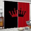 2pcs Red & Black Crown Print Curtains – For Bedroom   Living Room & Kitchen Home Decor