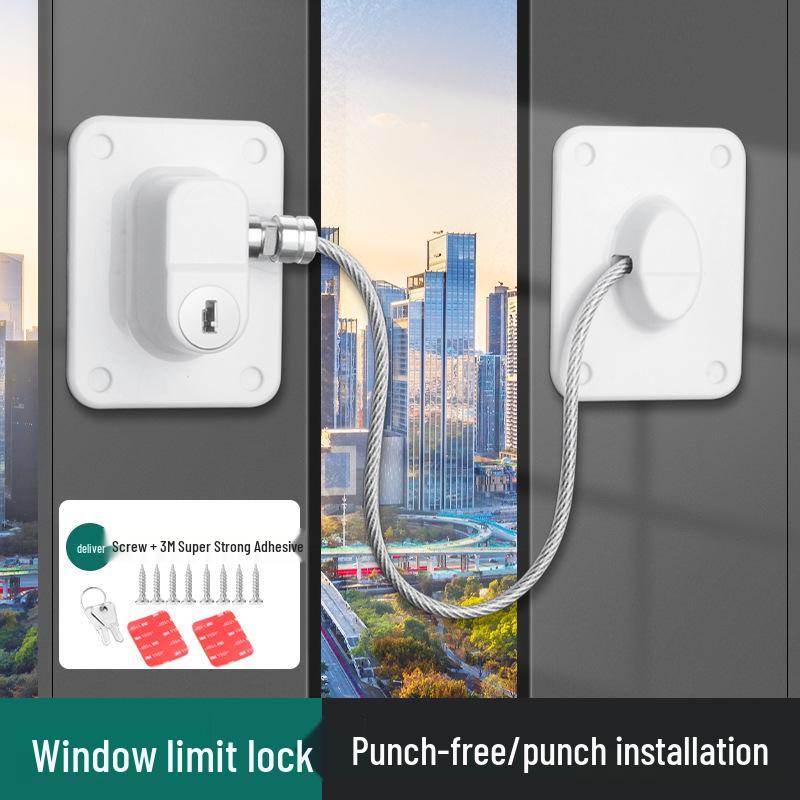 Anti-Theft Child Safety Lock for Outward Opening Windows and Doors - No-Drill Sliding Latch Limiter