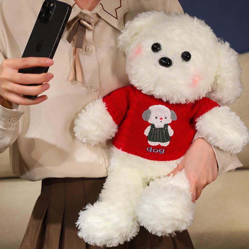 Adorable Teddy Bear Dog Plush Toy Cute Puppy Doll For Girls Birthday Gift Soft Sweater Design