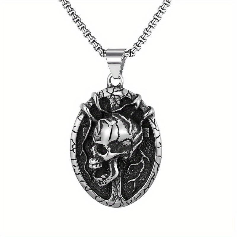 Skull pendant, cross octopus root pendant, European and American punk skull Halloween necklace