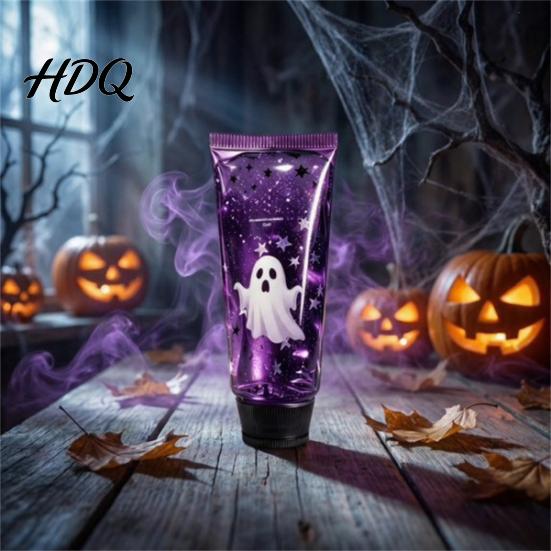 Non-Toxic Sensory Toy for Kids Ghost Toothpaste Squeeze Stress Ball Purple Glitter Flow Slow Rising Fun Halloween Decoration Fidget Toy Decompression