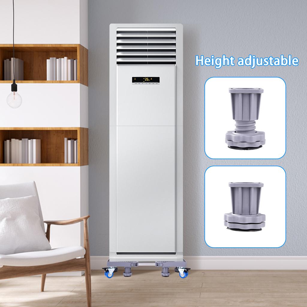 Gray reinforced double tube 8-leg 4-wheel mobile model with adjustable width 52-66cm washing machine base bracket storage rack