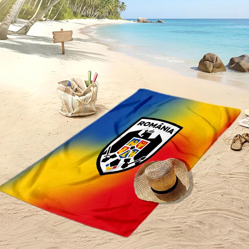 Romania Football Print Beach Towel Quick Dry Super Absorbent Soft Bath Towel for Swimming Beach Travel Fan Souvenir Gift