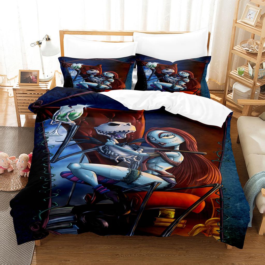 Animation Cartoon Digital Printing Bedding Christmas Eve Fright Polyester Cotton Microfiber Duvet Set Three-Piece Set