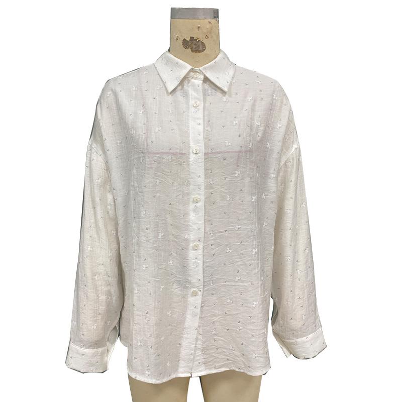 Temperament Solid Color Long Sleeve Shirt 2025 Autumn Loose Fashionable Versatile Top