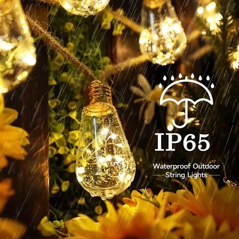 Solar String Light Outdoor Vintage Hemp Rope Patio Light Waterproof Hanging Light for Yard Fence Garden Bistro Christmas Decor