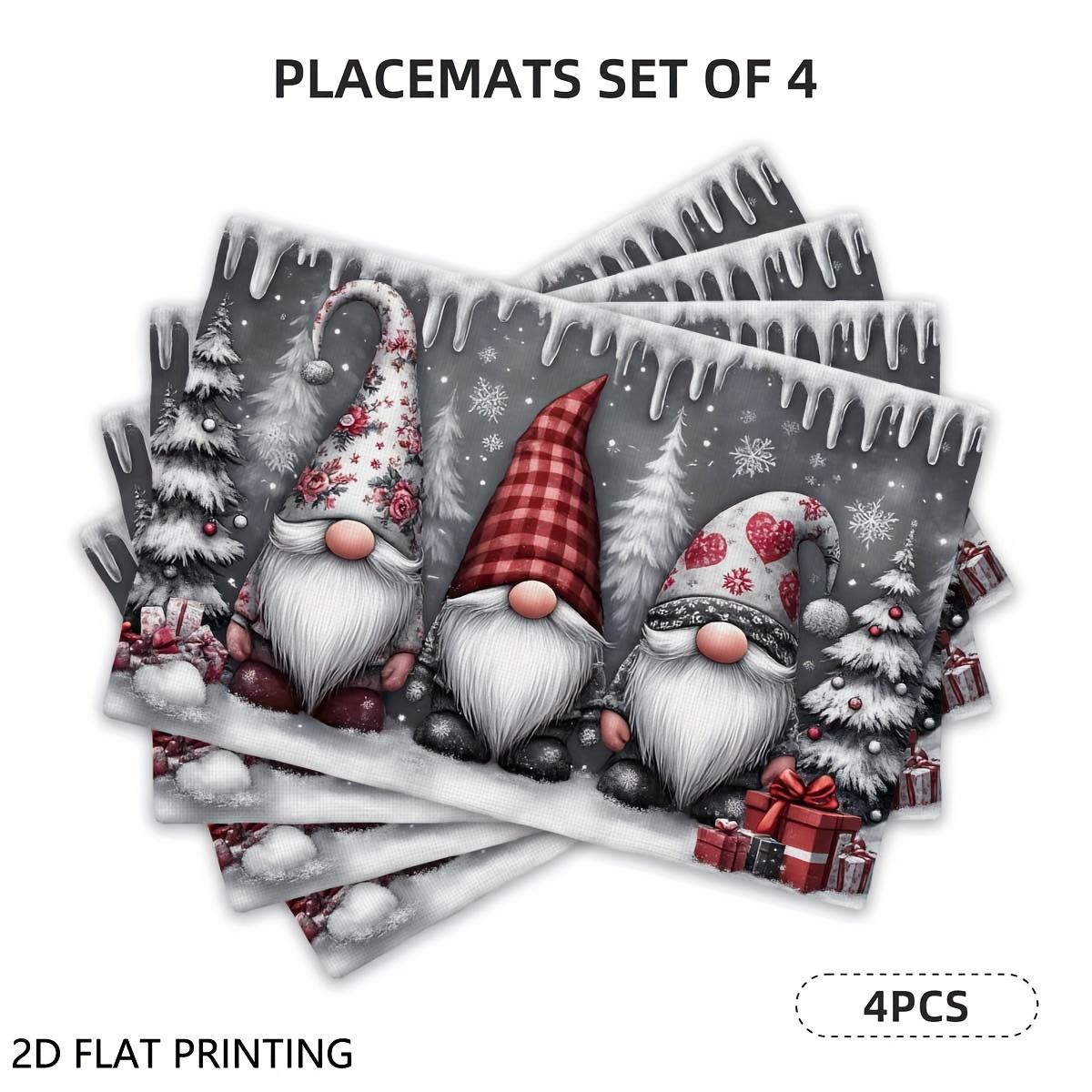 4/6PC Christmas Mat Red Hat Christmas Tree Gift Snowflake Table Theme Restaurant Christmas Decoration 4PCS