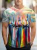 Herren Freizeit-Rundhals-T-Shirt mit 3D-Segelboot-Muster neu im Sommer Kurzarm Cruise T-Shirts für Herren Vollprint T-Shirt