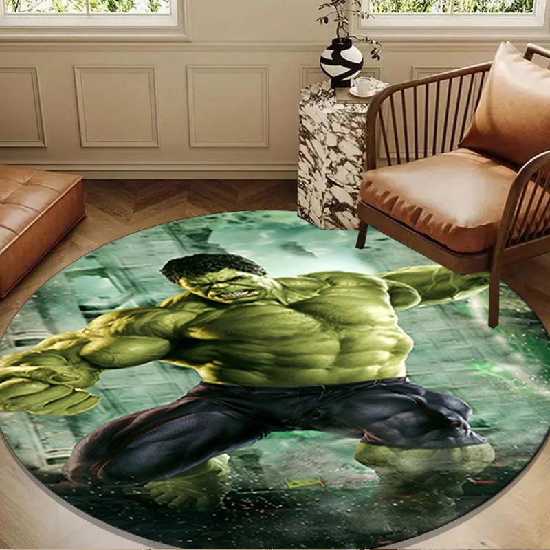 Hero Power Breaks Through Round Rug for Livingroom,Bedroom, Palyroom, Chair Rug, Area rug, Circle Carpet, Large Size Decor Fan Christmas gift