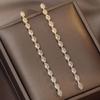 Wunderschöne Funkelnde Zirkon Hängeohrringe für Damen Mode Einfache Lange Ohrringe Hochzeitsfeier Schmuck Brincos Accessoires