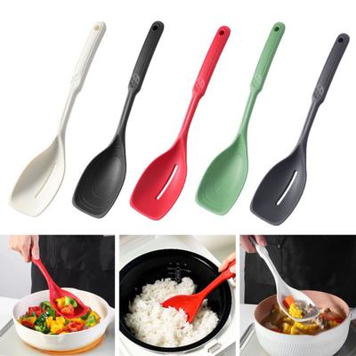 Large Silicone Cooking Spoon Spatula Kit Non-Stick Slotted Solid Spoon Set Hanging Hole Design