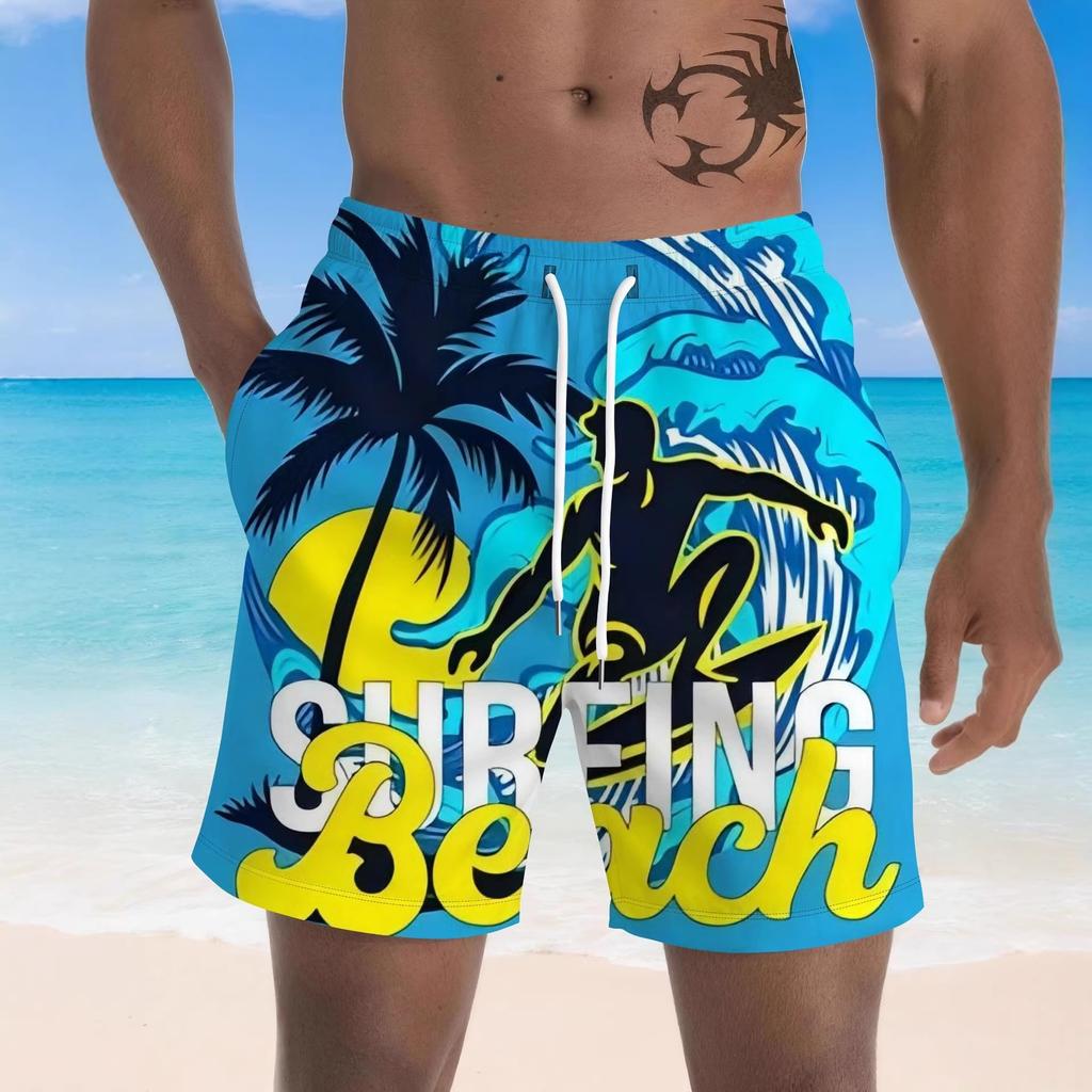 Summer Men's 3D Printed Beach Pants Fashion Versatile Trend Breathable Casual Vacation Style