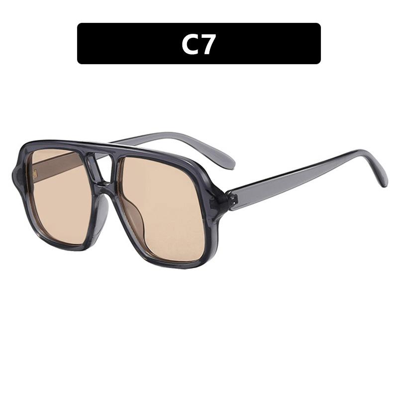 Classic Retro Double Bridge Square Pilot Sunglasses Fashion Women's UV Protection Eyeglasses Men's Outdoor Driving Eyewear