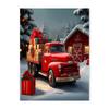 Red Truck Christmas Tree Holiday Decoration Poster Winter Santa Claus Snow Scene Canvas Painting Living Room Wall Art Home Decor