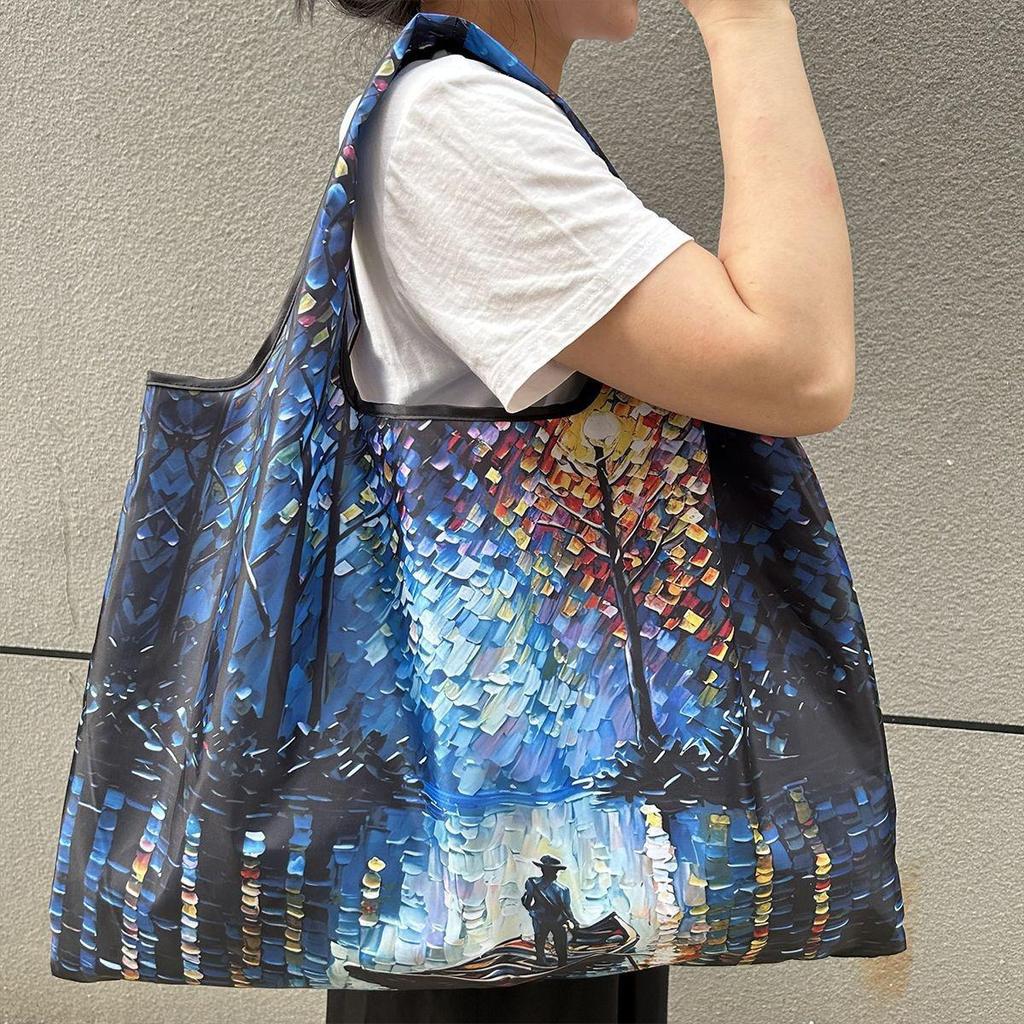 Borsa Tote da Viaggio Pieghevole Ecologica con Cartoni Animati - Borsa da Shopping a Spalla Singola di Grande Capacità per Donne