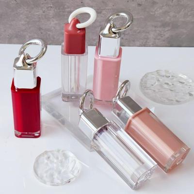 4ml Leerer Lipgloss-Tiegel Mit Großer Pinsel-Schlüsselanhänger Quadratisch Klarer Kosmetikbehälter Lipgloss-Röhrchen Make-up-Flasche Probenfläschchen