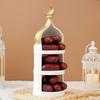 Gold and White Mosque Tower Model Desktop Ornament,Ramadans Eid Home Decors Decorative Ornament for Table Bookshelf