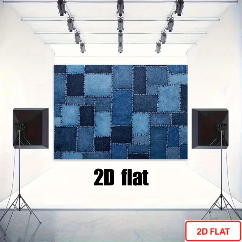 Sfondo Patchwork di Jeans 2D Diverse Tonalità di Blu Toppe di Denim Sfondo per Festa a Tema