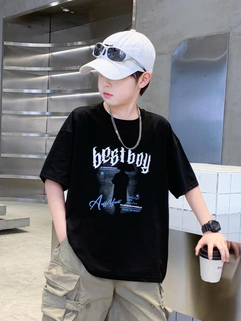 Boys' Summer 2026 Trendy Cool Casual Short-Sleeved T-Shirt - Lightweight, Loose, Versatile, and Breathable.