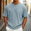 Men's Casual Solid-Color Waffle-Weave Short-Sleeve T-Shirt—Versatile