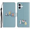 Book-style Flip Cover with Cartoon Animal Print Case For iPhone 16E 16 15 Plus 14 13 12 mini 11 Pro Max 10 XS X XR Stand Cover