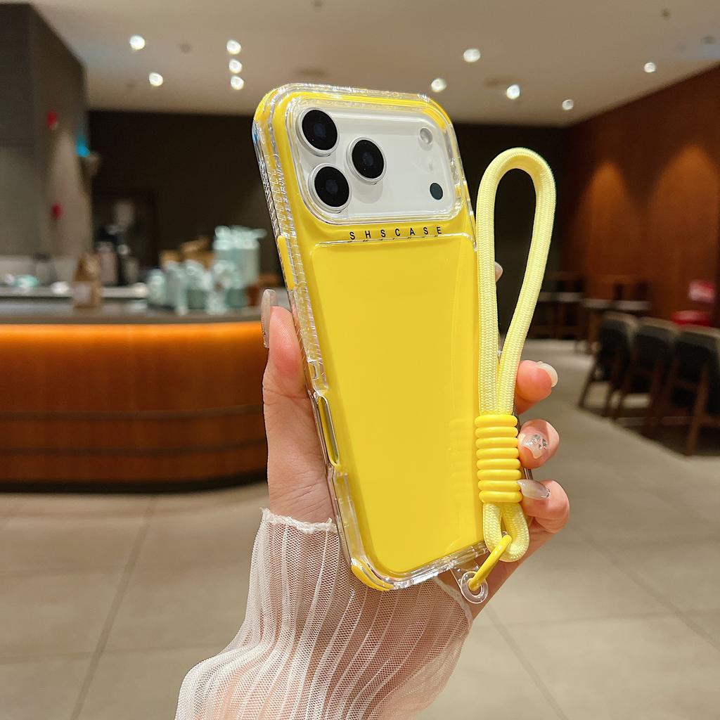 Luxury Candy Color Shockproof Case for iPhone 17 Air 16 15 14 Plus 13 12 11 Pro Max Hybrid Bumper Armor With Lanyard Strap Cover