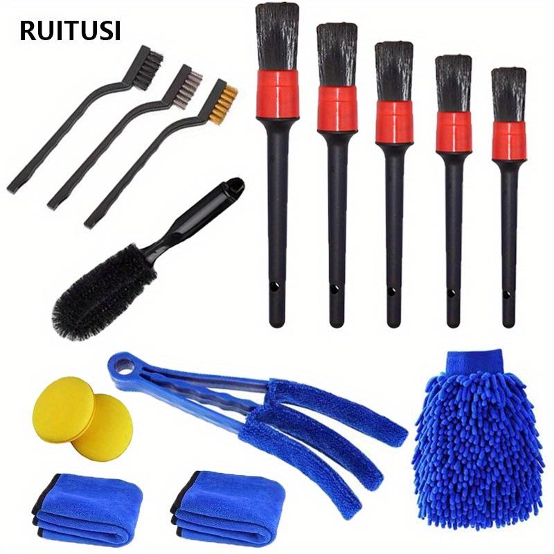 24-Piece Car Cleaning & Polishing Kit: Wheel Hub Brushes & Waxing Tools Set
