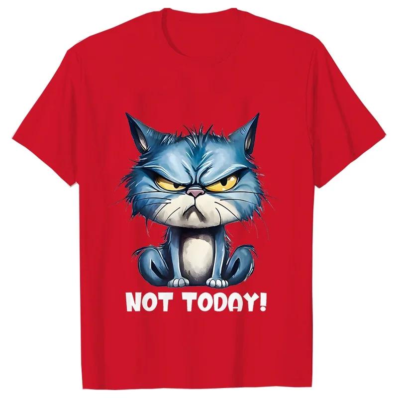 Funny Cat Sarcastic Antisocial Attitude  Tshirts For Unisex Angry Cat Tshirts Not Today Introvert Female Tee Shirts Femme