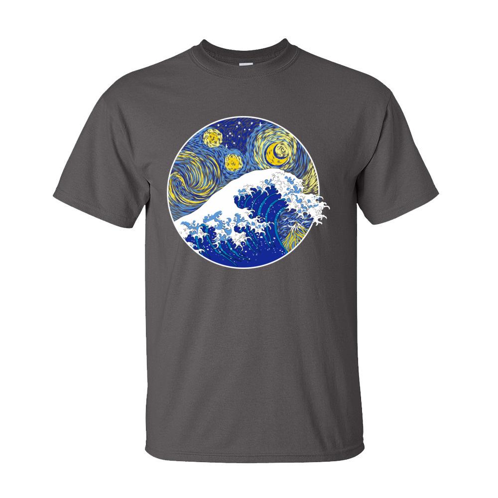 Tops TShirt Men Great Starry Wave T Shirt Thanksgiving Day Short Sleeve 100 Cotton Crew Neck Mens TShirt Personalized