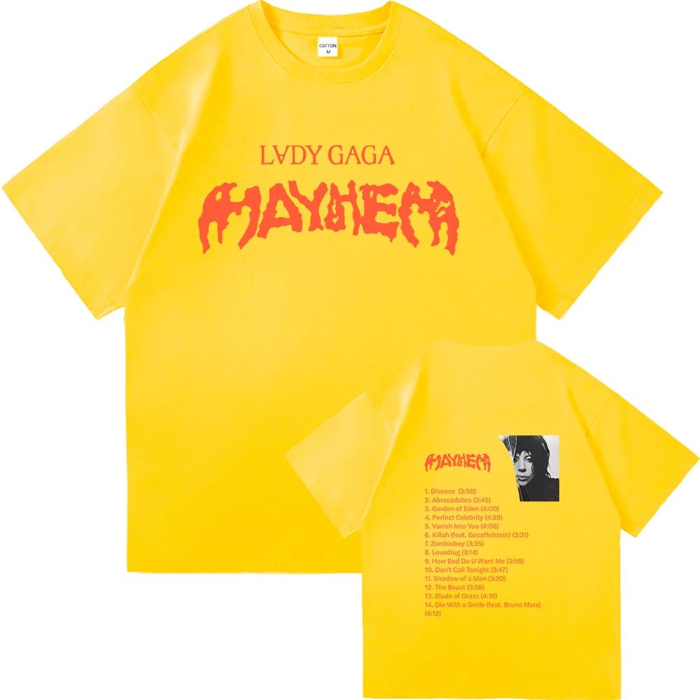 T-shirt Lady Gaga Mayhem 2025 Nuovo Album Moda Abbigliamento Uomo/Donna Retro Harajuku Vestiti di Alta Qualità per Fan T-shirt