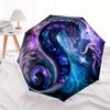 Yin Yang Dragon Circular Art Print: Cosmic Serpent DesignUmbrella, Portable 3-Fold Compact Umbrella for Men & Women Gift