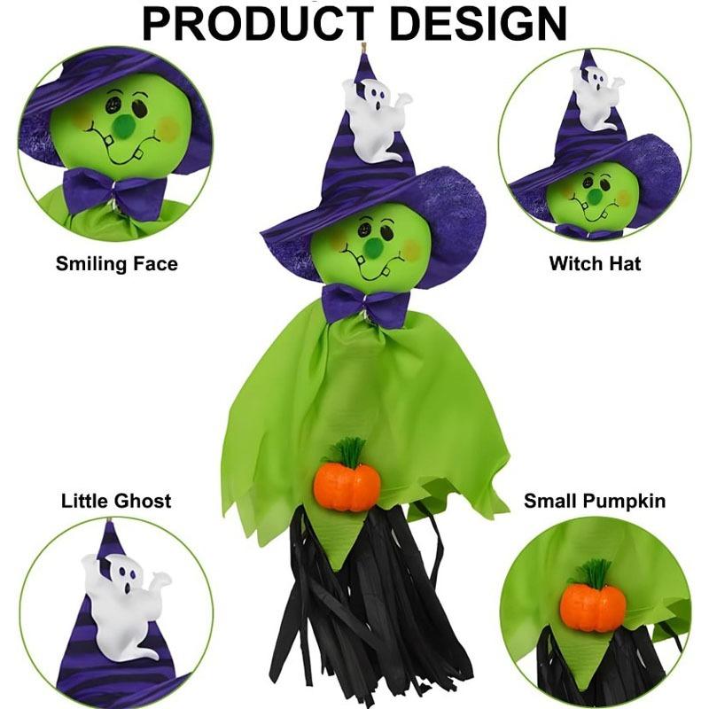1-5PCS Halloween Hanging Ghosts with Pumpkin Straw Windsock Outdoor Decor for Garden Lawn Party Scary Pendants Holiday